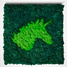 Зелёное панно для стен На Стене Трава Единорог