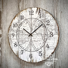 Декоративное панно для офиса Creative Wood Часы Карта Мира